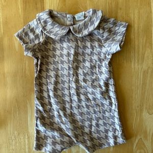 KQ Mocha houndstooth short sleeve peterpan shortie